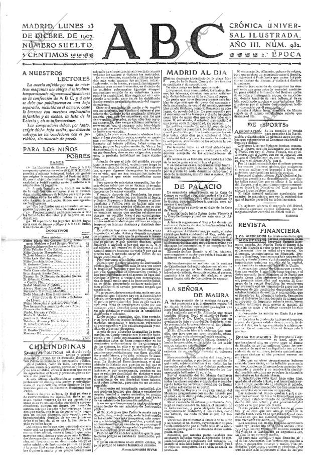 ABC MADRID 23-12-1907 página 1