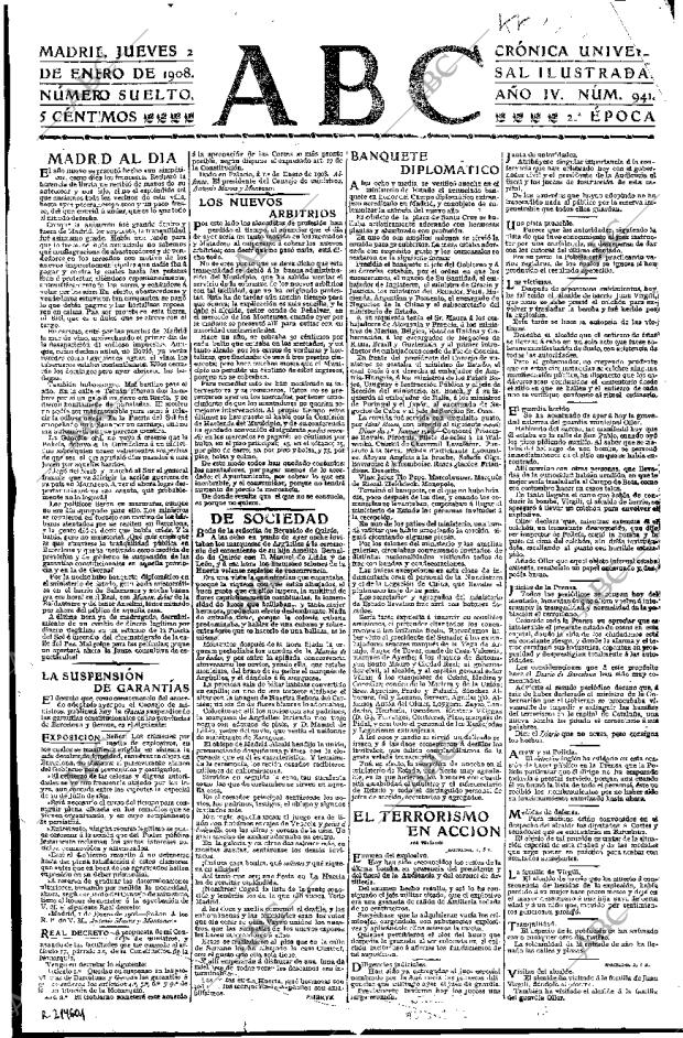 ABC MADRID 02-01-1908 página 1