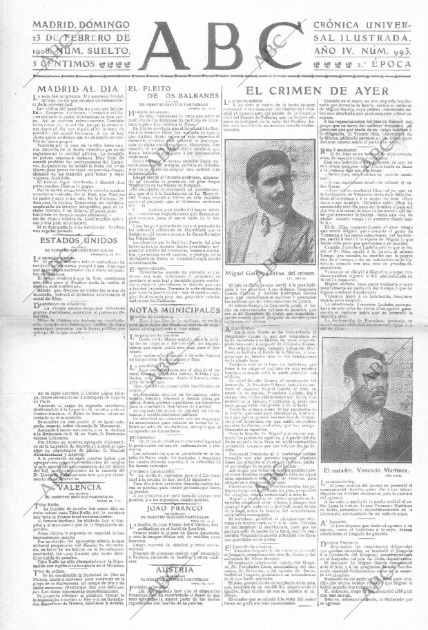 ABC MADRID 23-02-1908 página 1