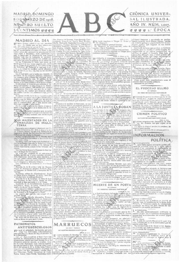 ABC MADRID 08-03-1908 página 1