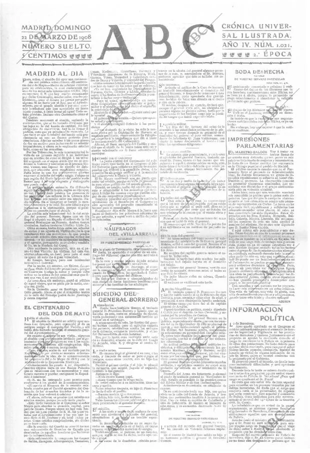 ABC MADRID 22-03-1908 página 1