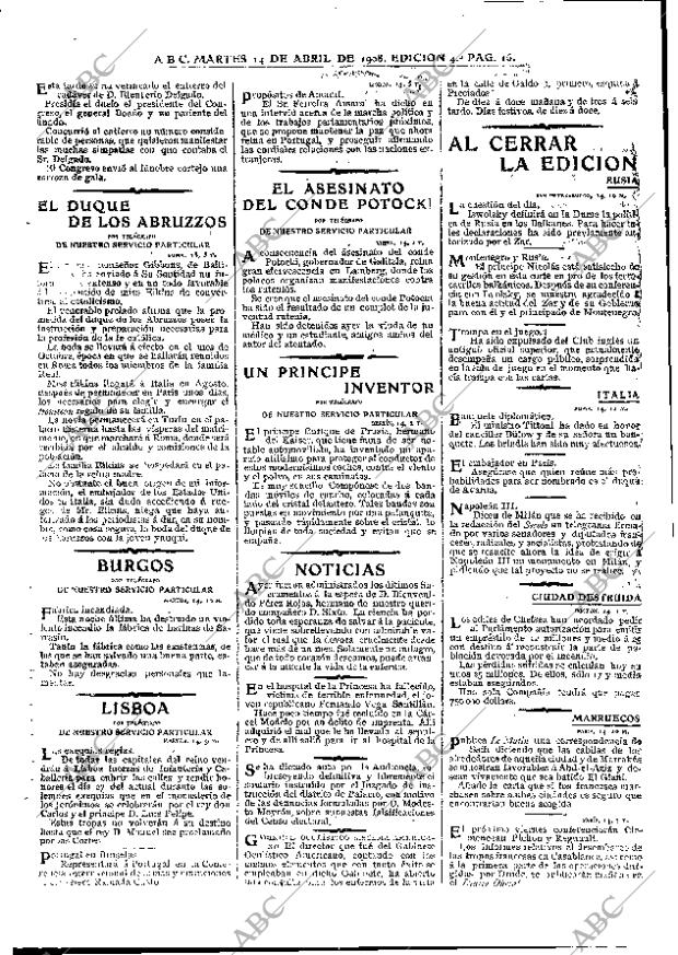 ABC MADRID 14-04-1908 página 16