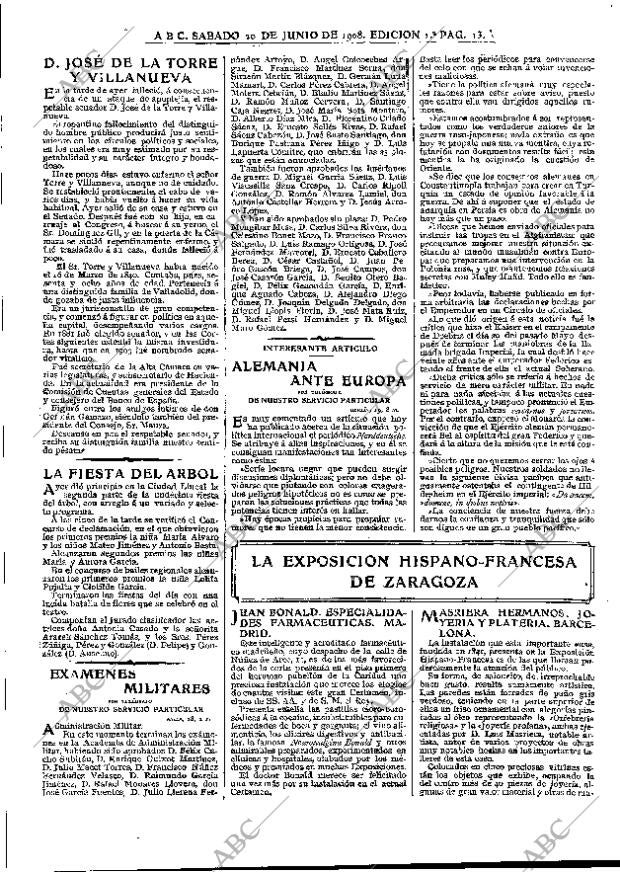 ABC MADRID 20-06-1908 página 13