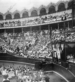 Vista parcial de la plaza de Toros durante la fiesta Celebrada en obsequio de...