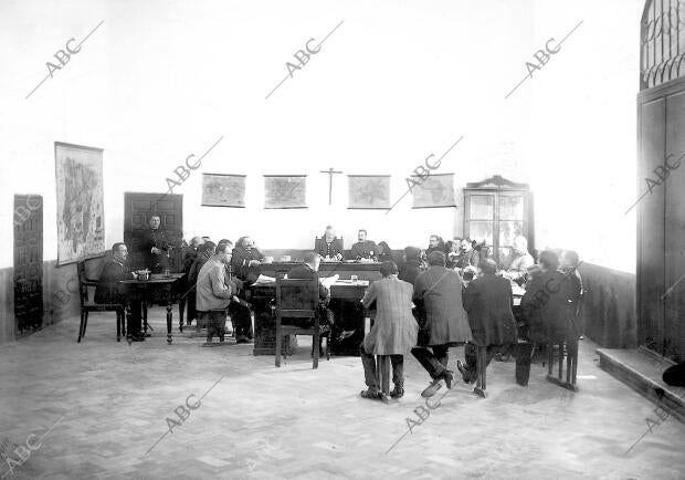 La sala de Actos de la cárcel durante la celebración del consejo de Guerra...