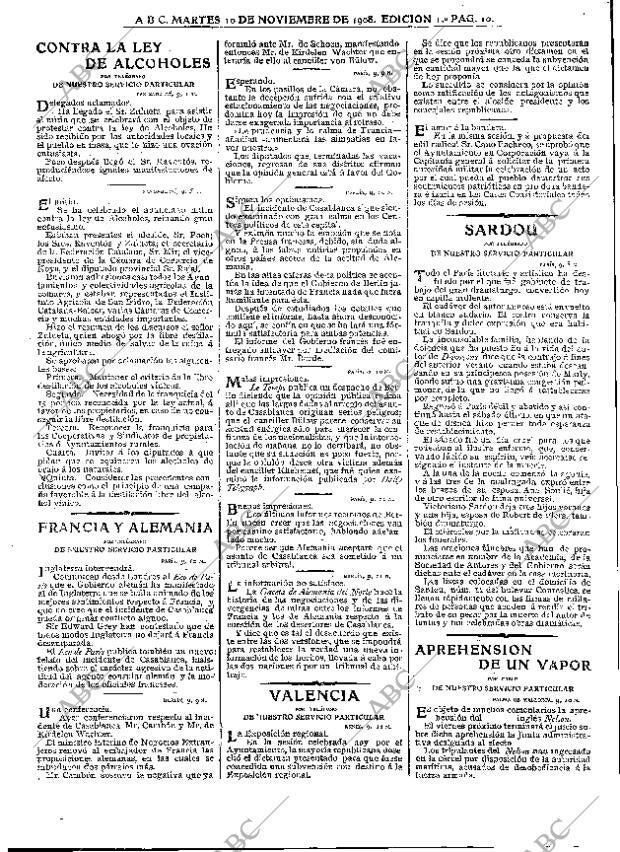 ABC MADRID 10-11-1908 página 10