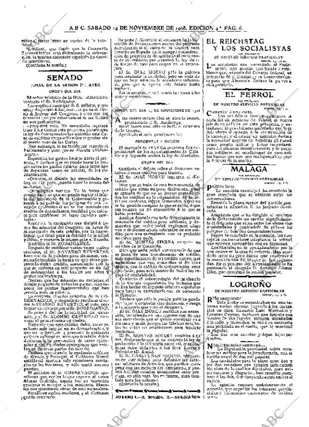 ABC MADRID 14-11-1908 página 6