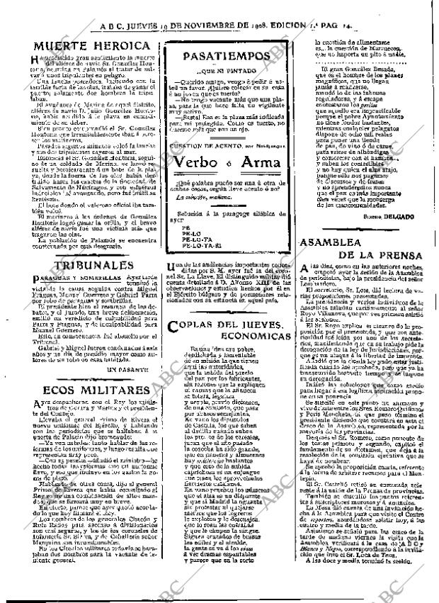 ABC MADRID 19-11-1908 página 14