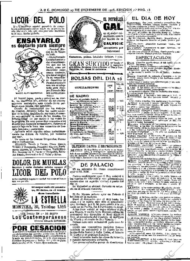 ABC MADRID 27-12-1908 página 13