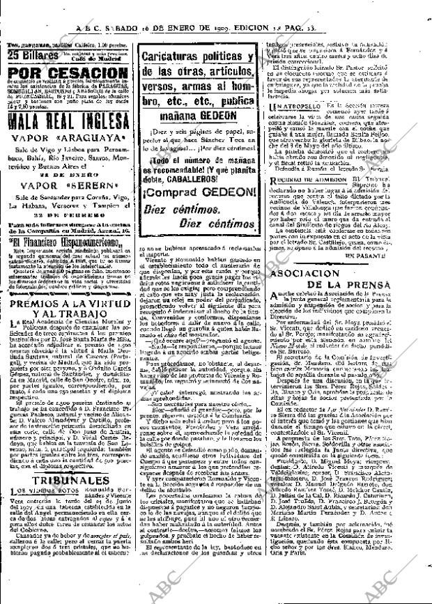 ABC MADRID 16-01-1909 página 13