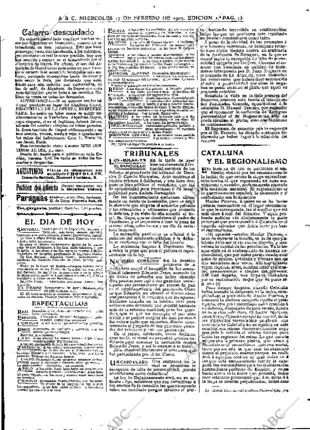 ABC MADRID 17-02-1909 página 13