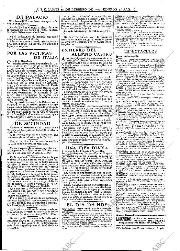 ABC MADRID 22-02-1909 página 13