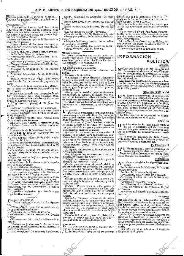 ABC MADRID 22-02-1909 página 5