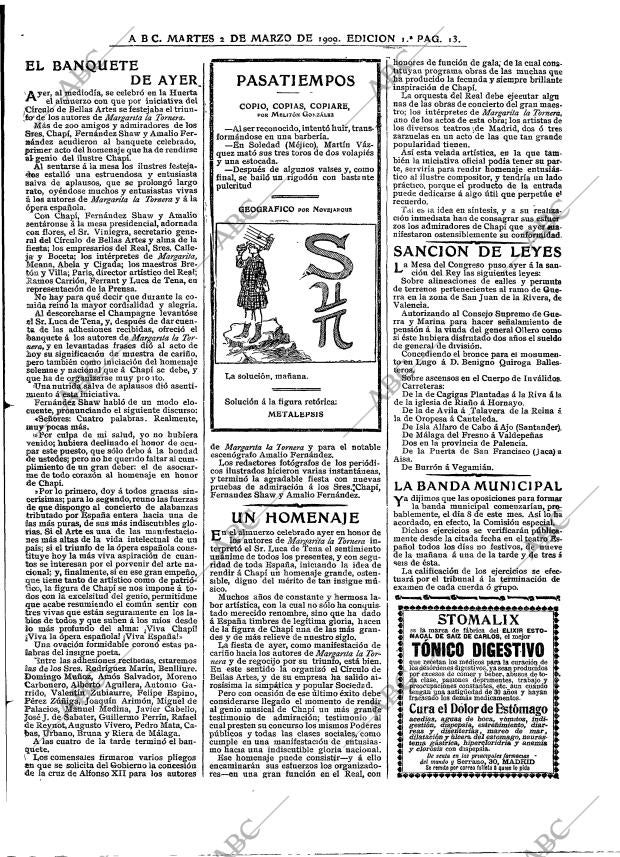 ABC MADRID 02-03-1909 página 13