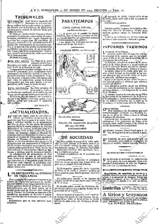 ABC MADRID 17-03-1909 página 13