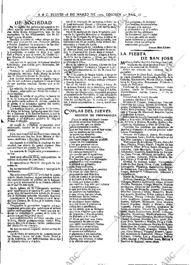 ABC MADRID 18-03-1909 página 13