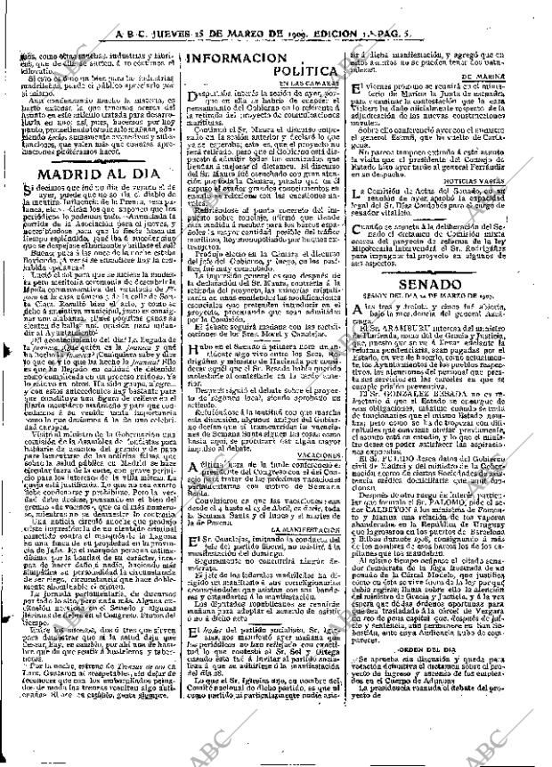 ABC MADRID 25-03-1909 página 5
