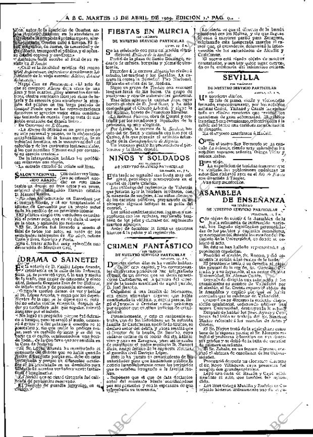 ABC MADRID 13-04-1909 página 9