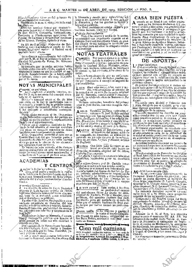 ABC MADRID 20-04-1909 página 8