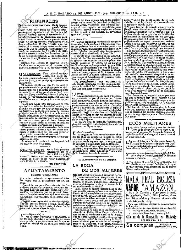 ABC MADRID 24-04-1909 página 14