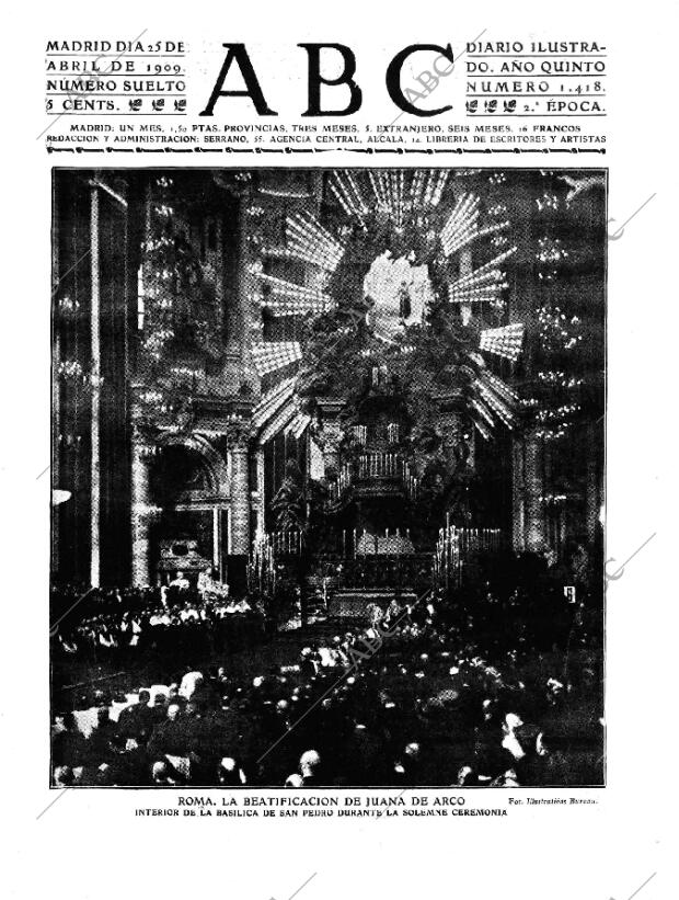 ABC MADRID 25-04-1909 página 1