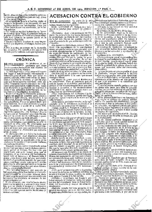 ABC MADRID 25-04-1909 página 5