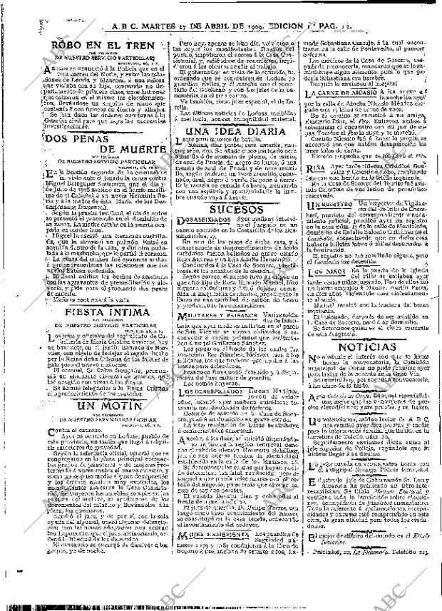 ABC MADRID 27-04-1909 página 12