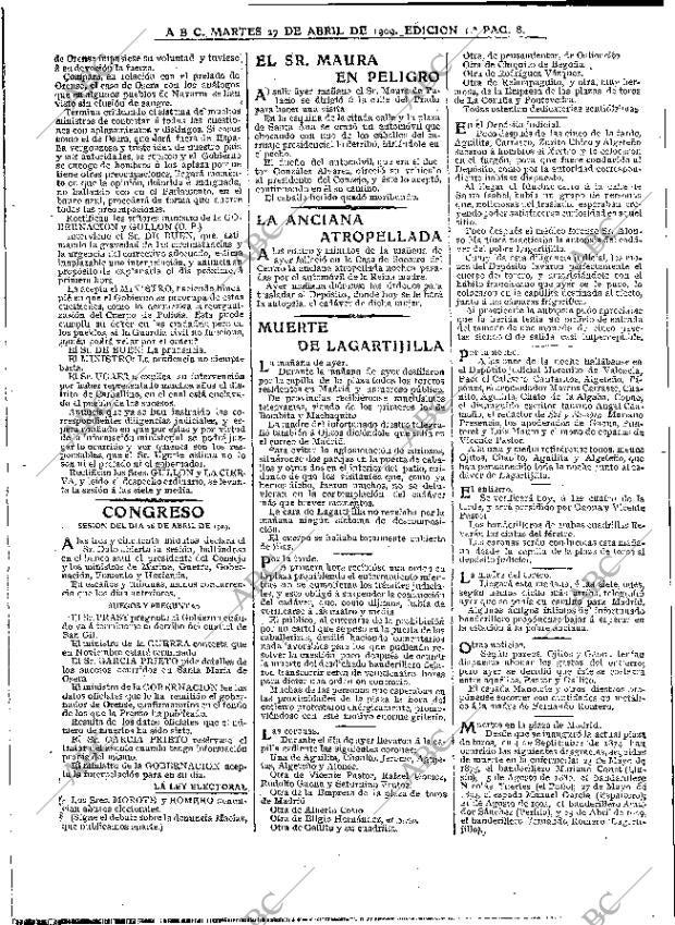 ABC MADRID 27-04-1909 página 8