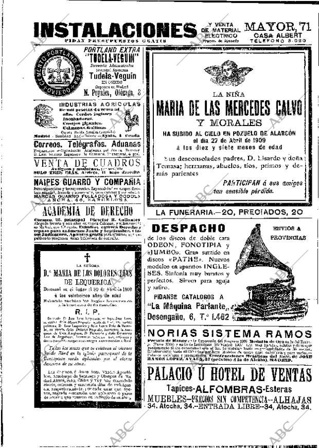 ABC MADRID 29-04-1909 página 16