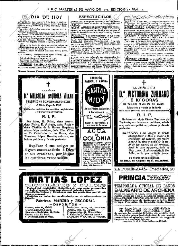 ABC MADRID 25-05-1909 página 14