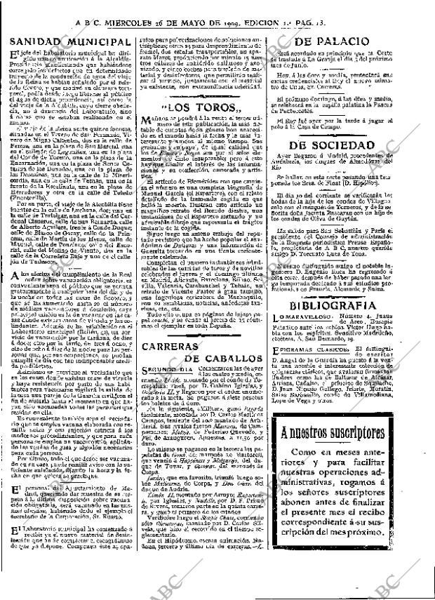 ABC MADRID 26-05-1909 página 13