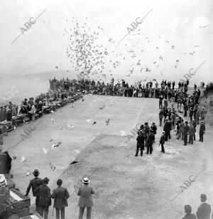 Suelta de Palomas Verificada anteayer por la real sociedad Colombófila de...