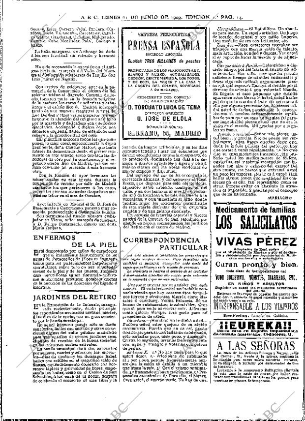 ABC MADRID 21-06-1909 página 14