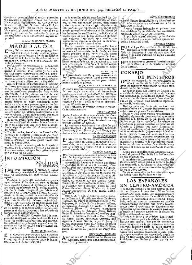 ABC MADRID 22-06-1909 página 5
