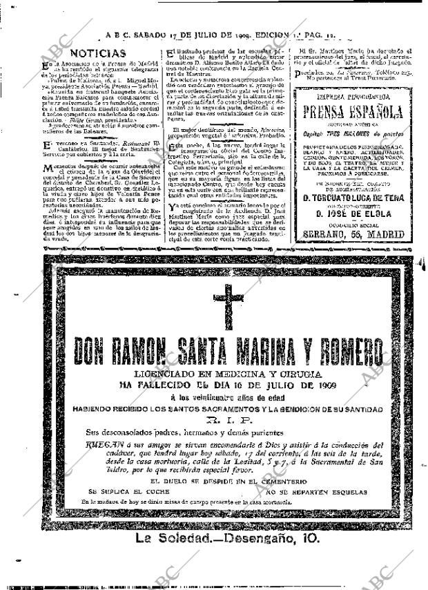 ABC MADRID 17-07-1909 página 12