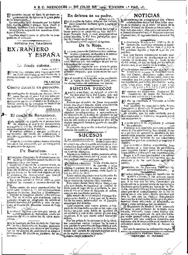 ABC MADRID 21-07-1909 página 15