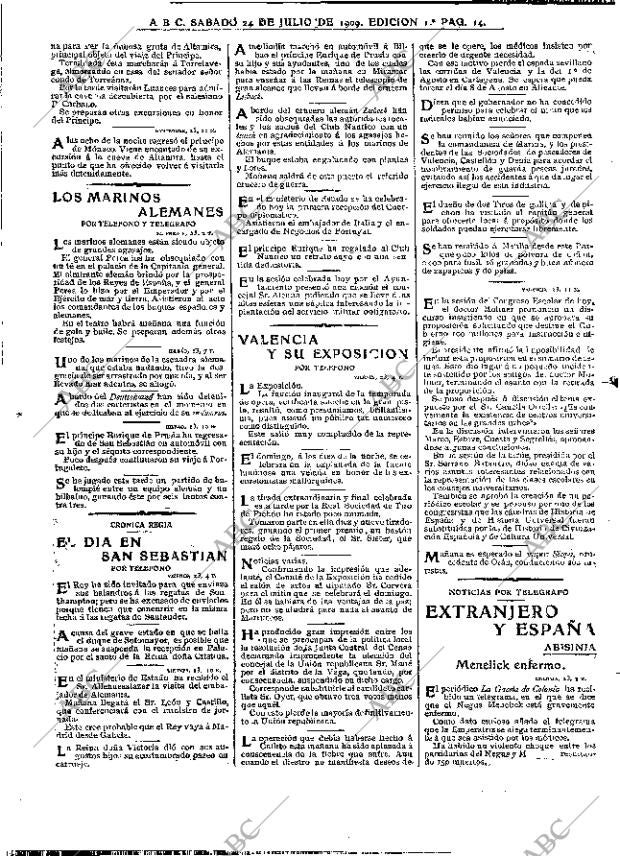 ABC MADRID 24-07-1909 página 14