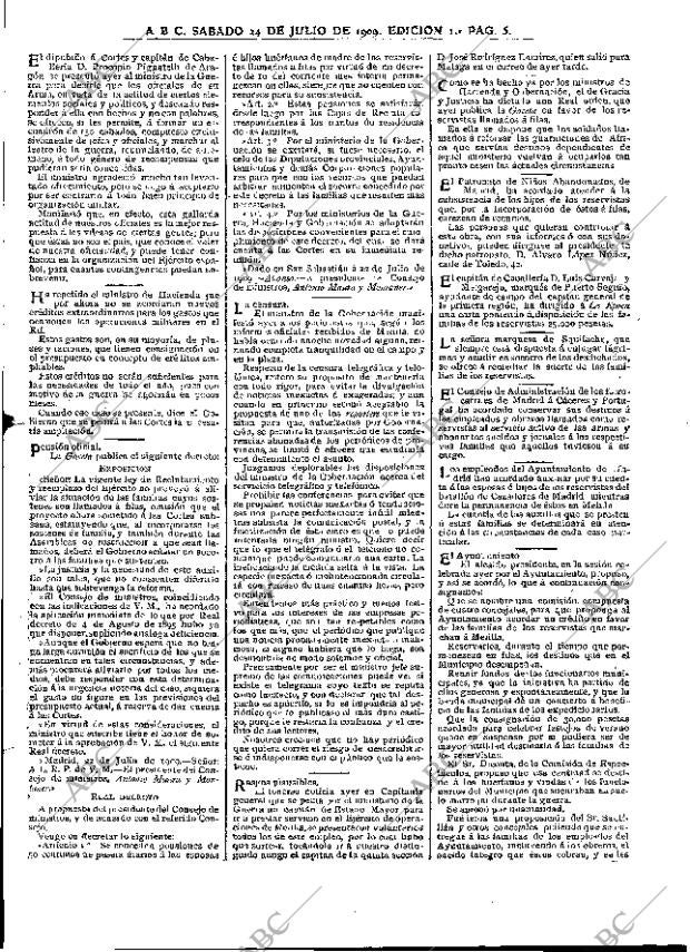 ABC MADRID 24-07-1909 página 5