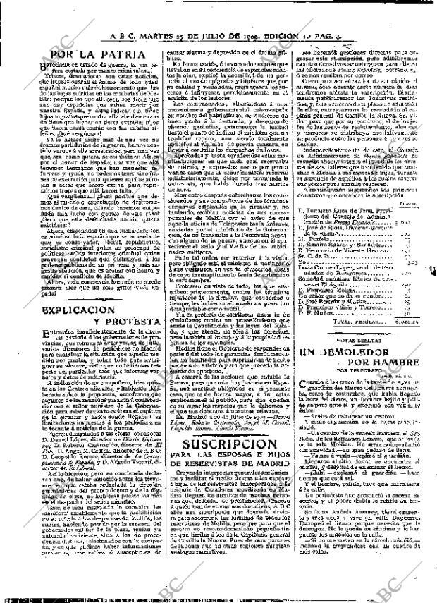 ABC MADRID 27-07-1909 página 4