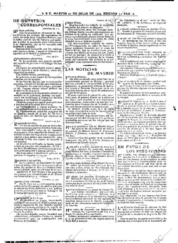 ABC MADRID 27-07-1909 página 6