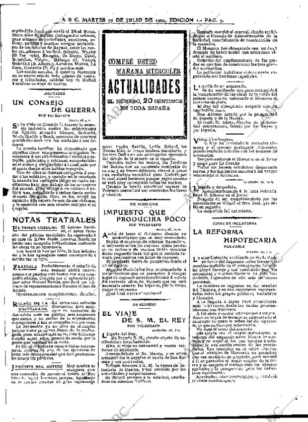 ABC MADRID 27-07-1909 página 9