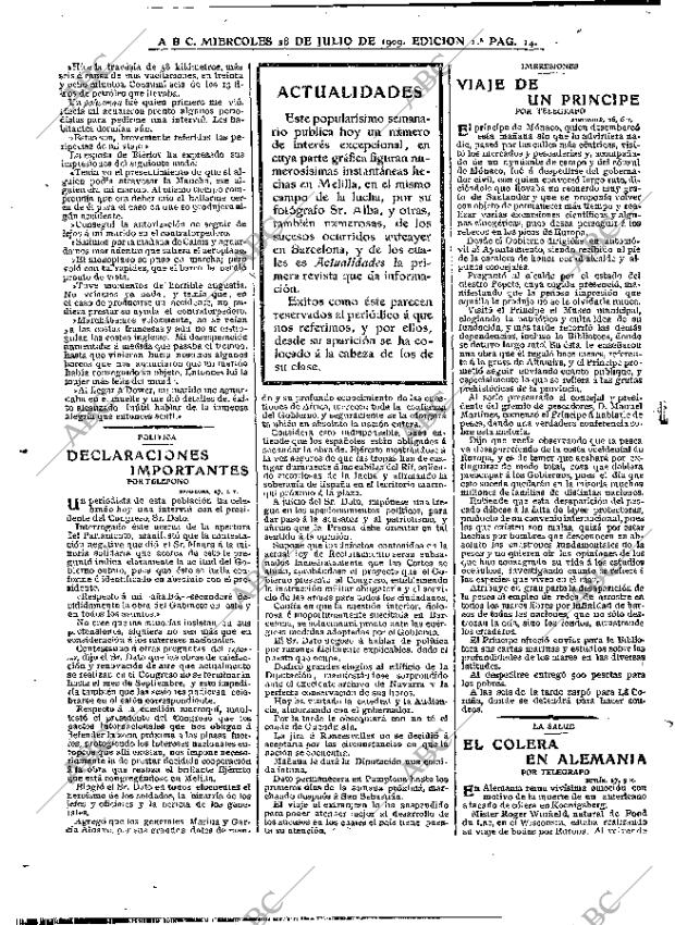 ABC MADRID 28-07-1909 página 14