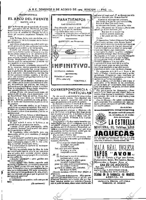 ABC MADRID 08-08-1909 página 17