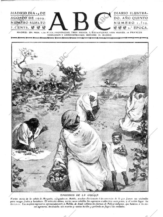 ABC MADRID 14-08-1909 página 1