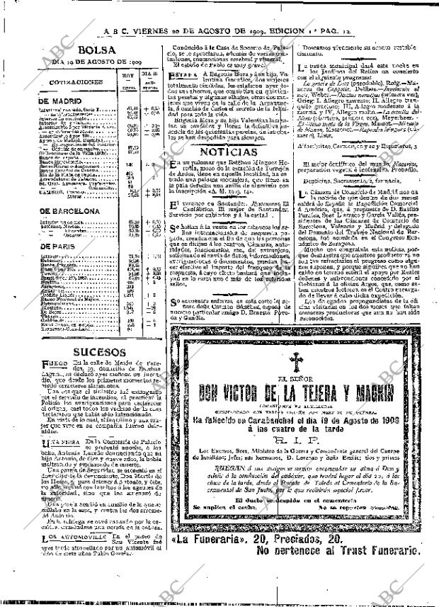 ABC MADRID 20-08-1909 página 12