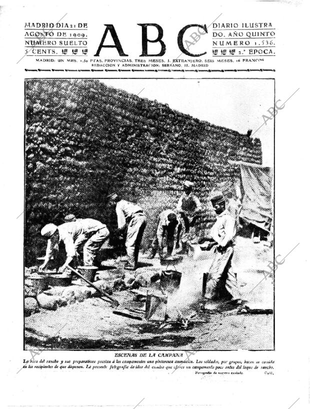 ABC MADRID 21-08-1909 página 1