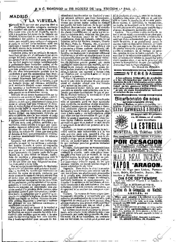 ABC MADRID 22-08-1909 página 13