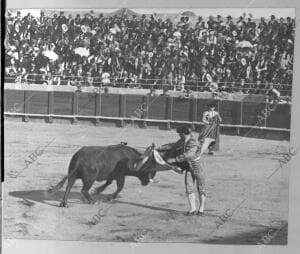 Machaquito Dando un lucido lance de Capas al tercer Toro