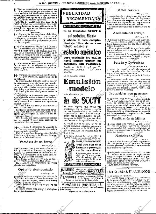 ABC MADRID 11-11-1909 página 14
