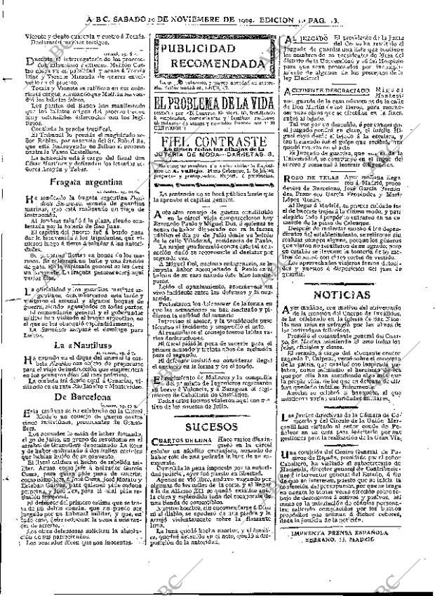 ABC MADRID 20-11-1909 página 13